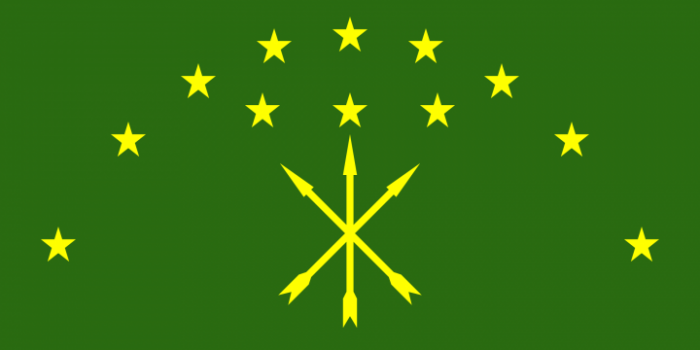  The Circassian flag. Each star represents one of the 12 Circassian tribes.