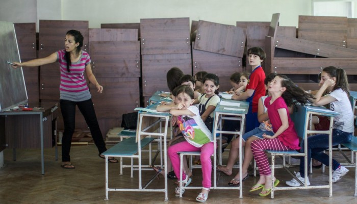 Дети черкесов-репатриантов из Сирии на уроке в Нальчике, Кабардино-Балкария, 2012 год Михаил Джапаридзе / AP / Scanpix / LETA