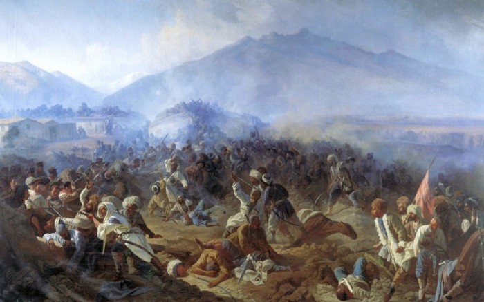 Imam Shamil and Russian forces clash in Dagestan in September 1848.Babaev Polidor Ivanovich