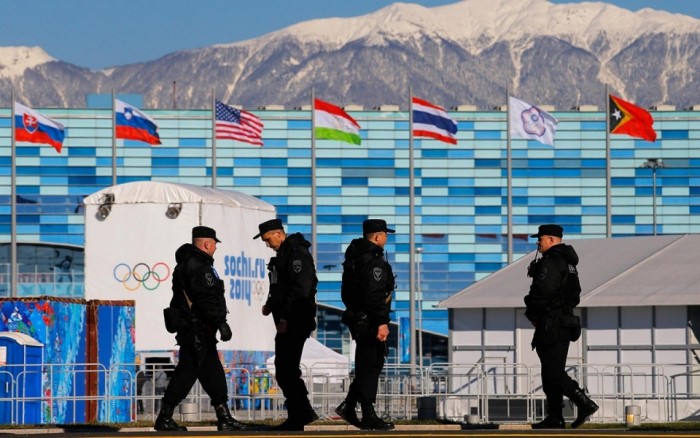 Security personnel patrol the Olympic Park in Sochi.Brian Snyder/Reuters